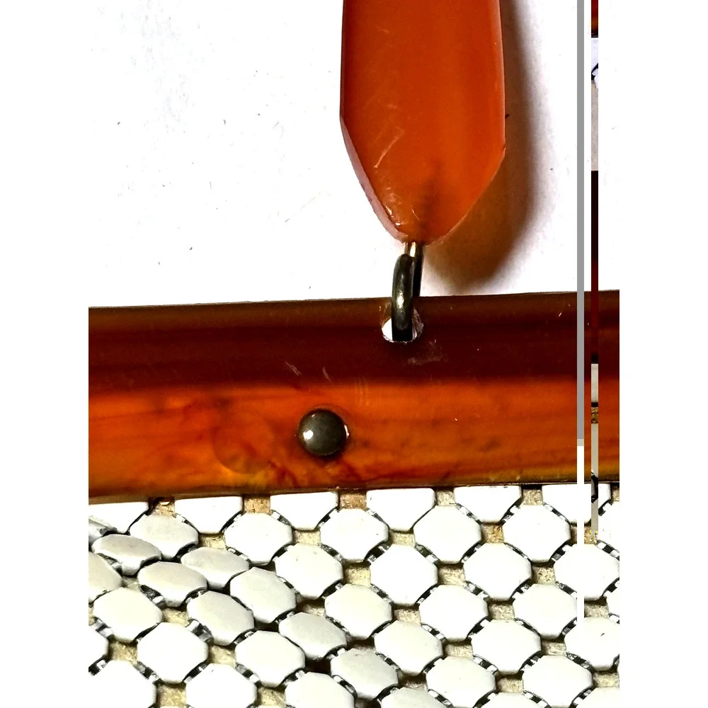 Vintage Whiting & Davis Mesh Handbag Lucite Handle Clasp Purse 10x6x3